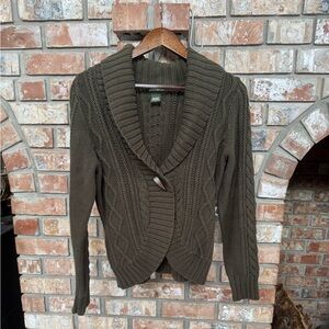 Eddie Bauer Dark Olive Women's Cardigan - Size Medium